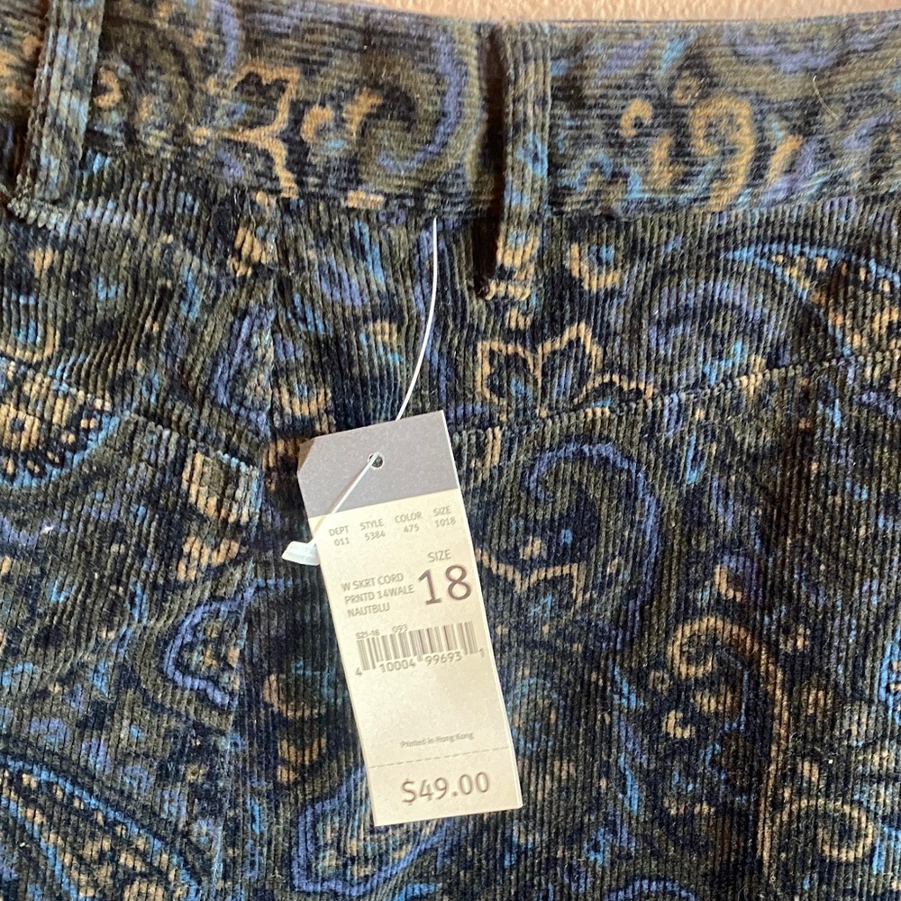 Eddie Bauer 100%Cotton  Dark Blue Paisley Pencil Skirt - Picture 6 of 12